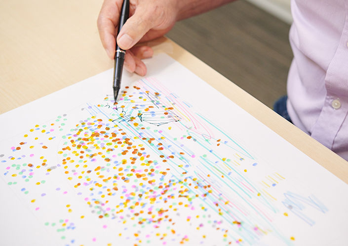 プラスチックペン先の万年筆で描く