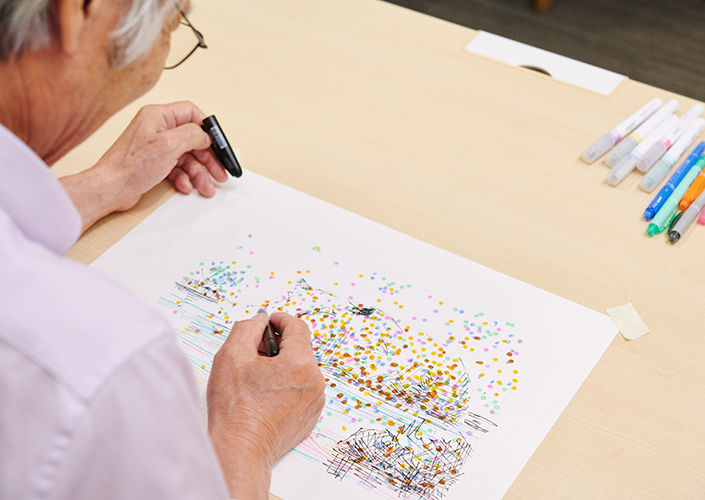プラスチックペン先の万年筆で絵を描く