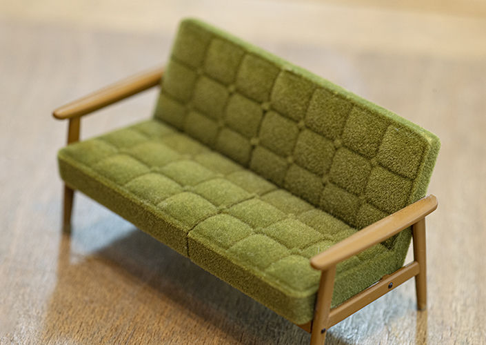 カリモク60  MINIATURE FURNITURE 第1弾 Kチェア2シーター/モケットグリーン