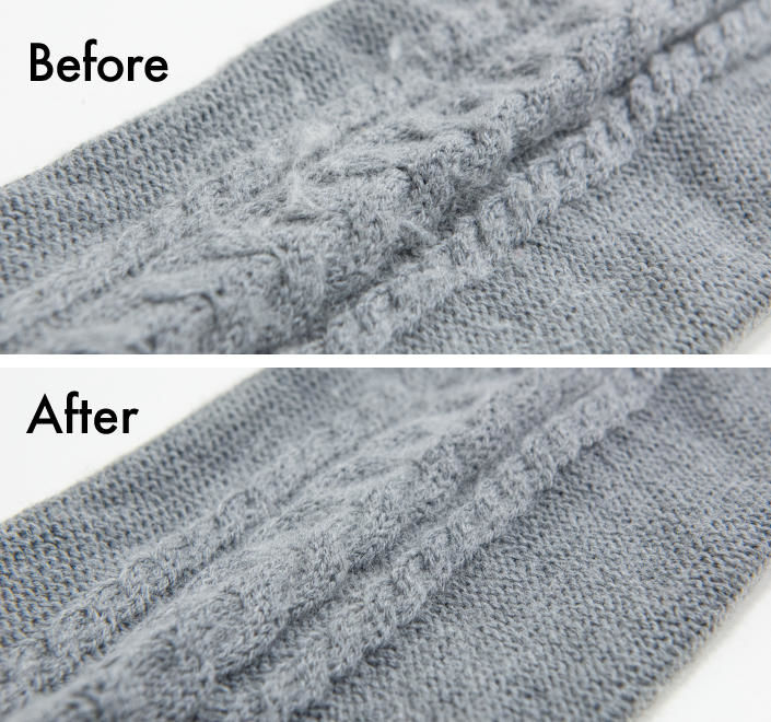 洋服ブラシでブラッシングしたbefore→after